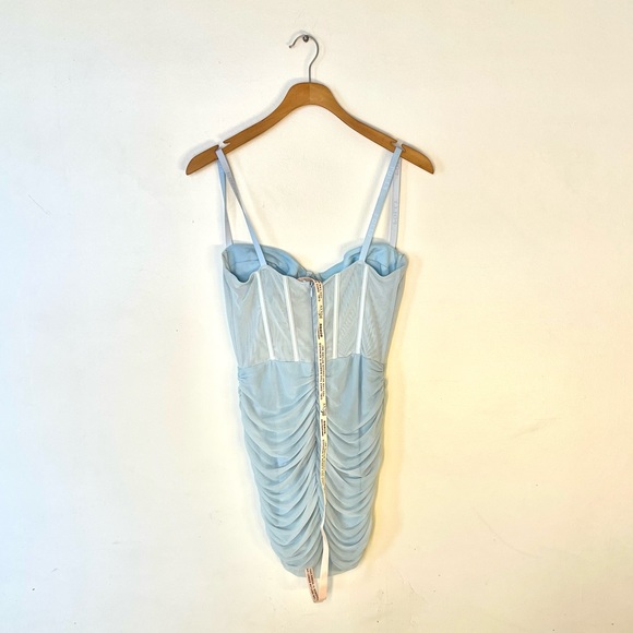 Corset Ruche Mesh Bandage Mini Dress - Picture 2 of 6